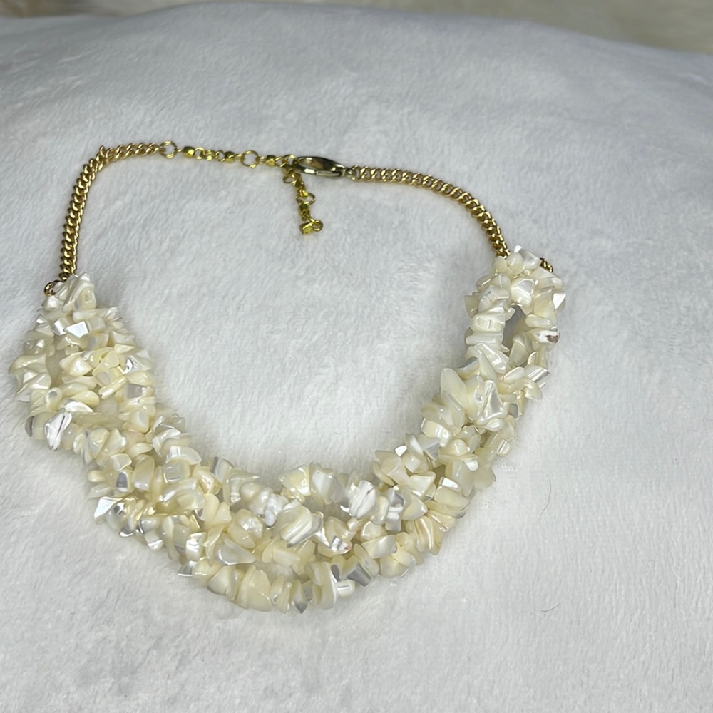 Freedom fighter gold with white stone statement necklace